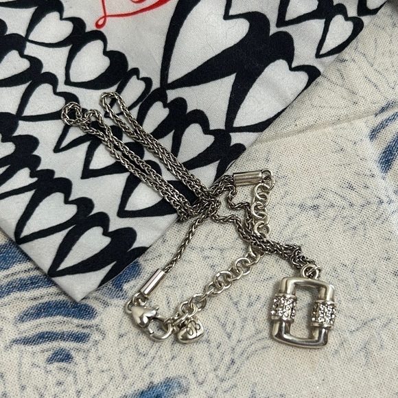 Brighton Meridian Linx Petite Necklace Silver Plated Crystals & Cloth Bag - Picture 9 of 11